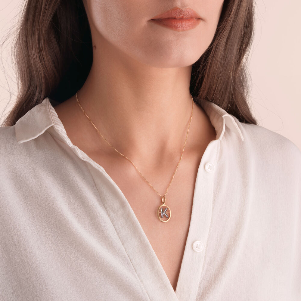 Initials 18ct Yellow Gold Diamond K Necklace | Annoushka jewelley